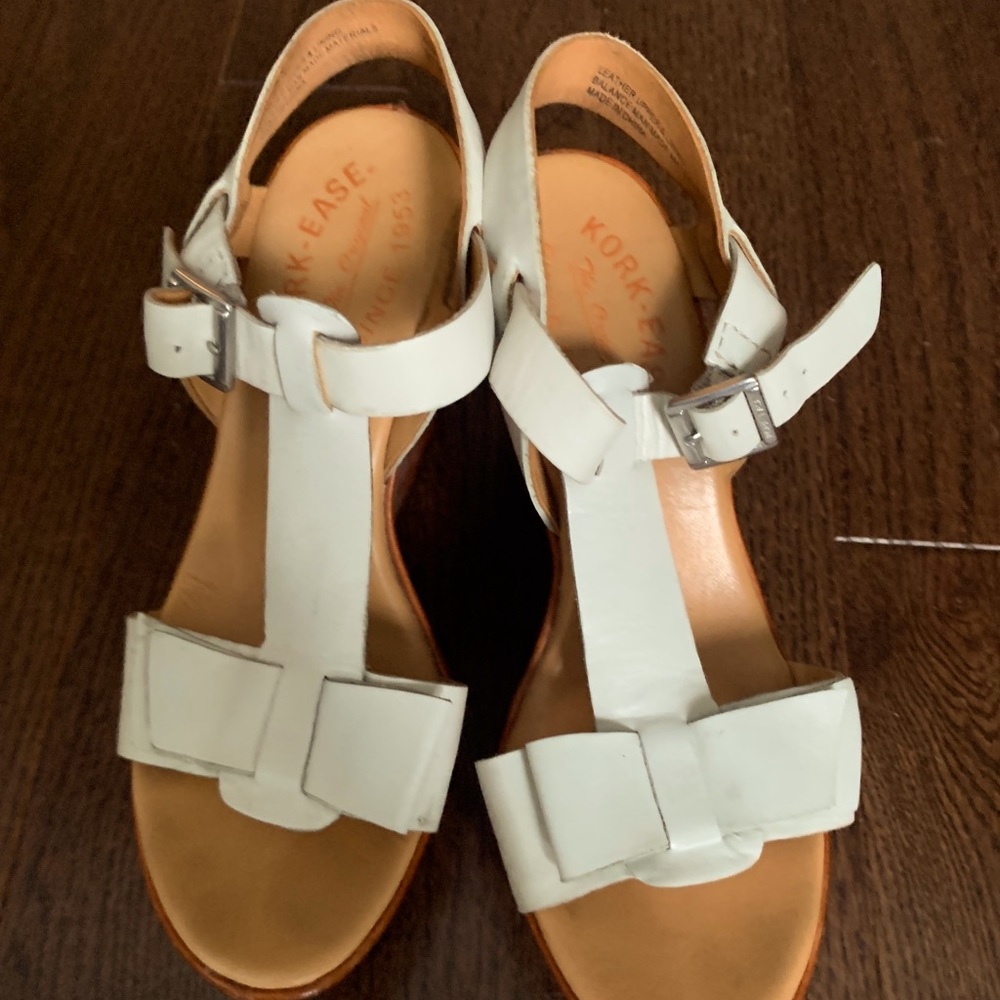 Kork-Ease Leather Offwhite and Camel Sandal